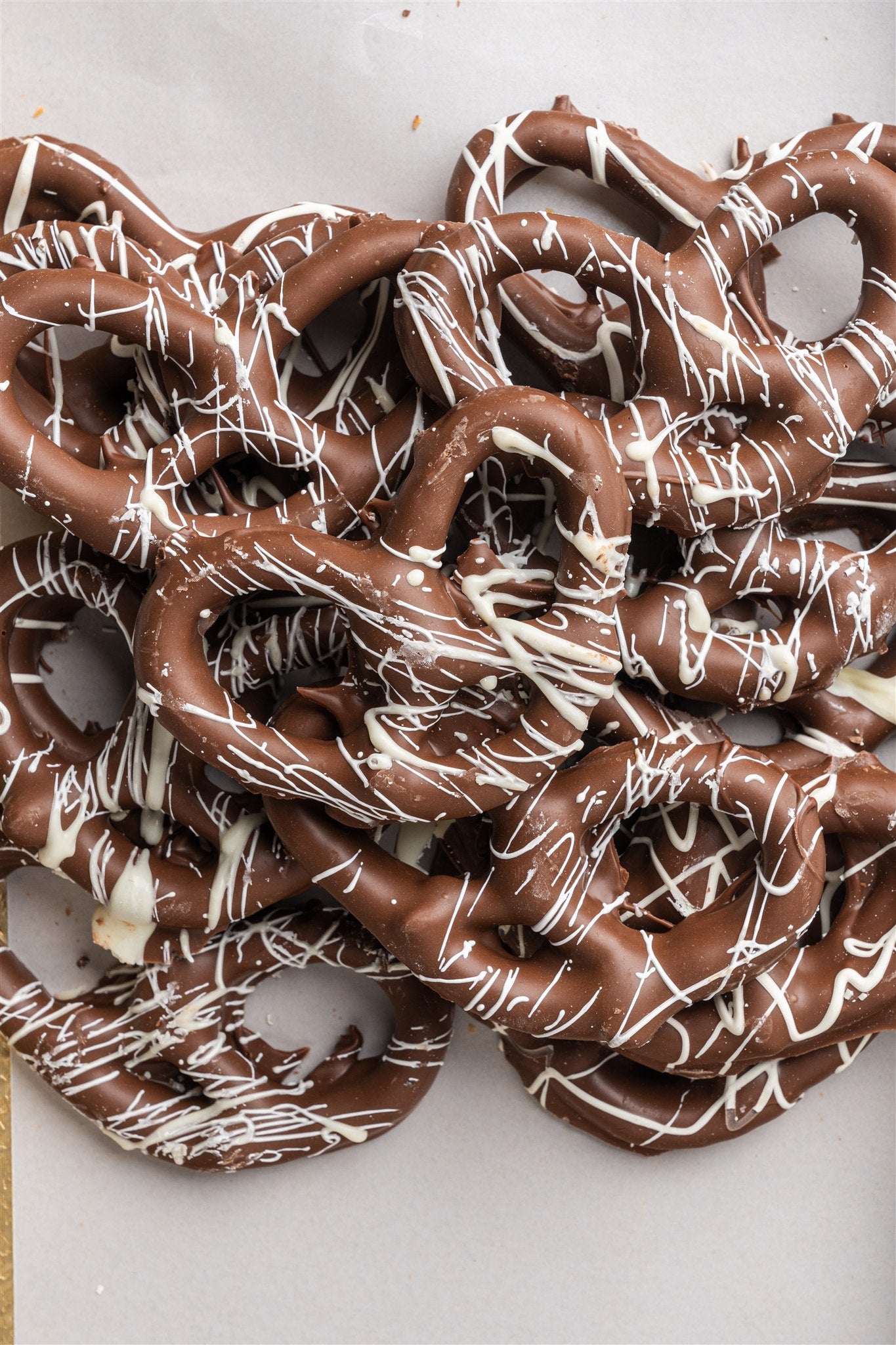 Striped Milk Chocolate Covered Pretzels