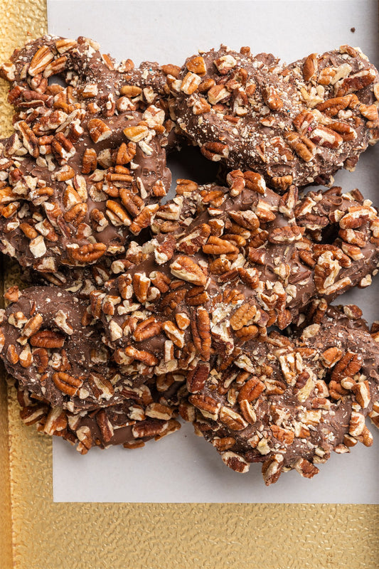 Pecan Caramel Covered Pretzels
