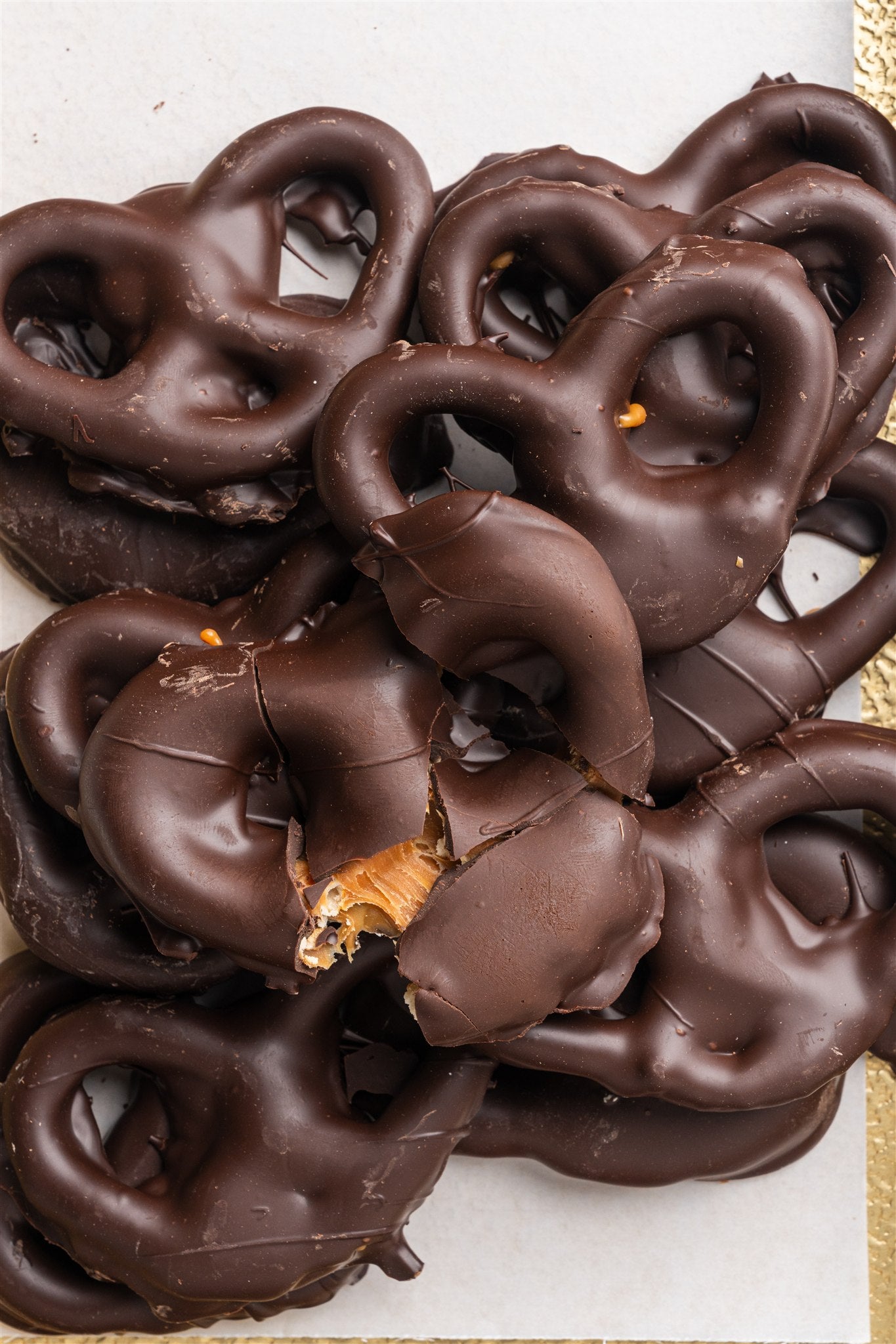 Caramel Dark Chocolate Covered Pretzels