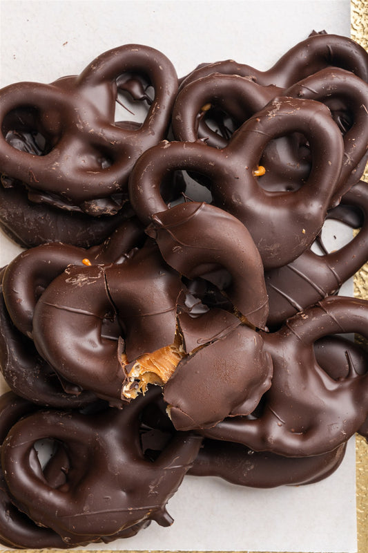 Caramel Dark Chocolate Covered Pretzels