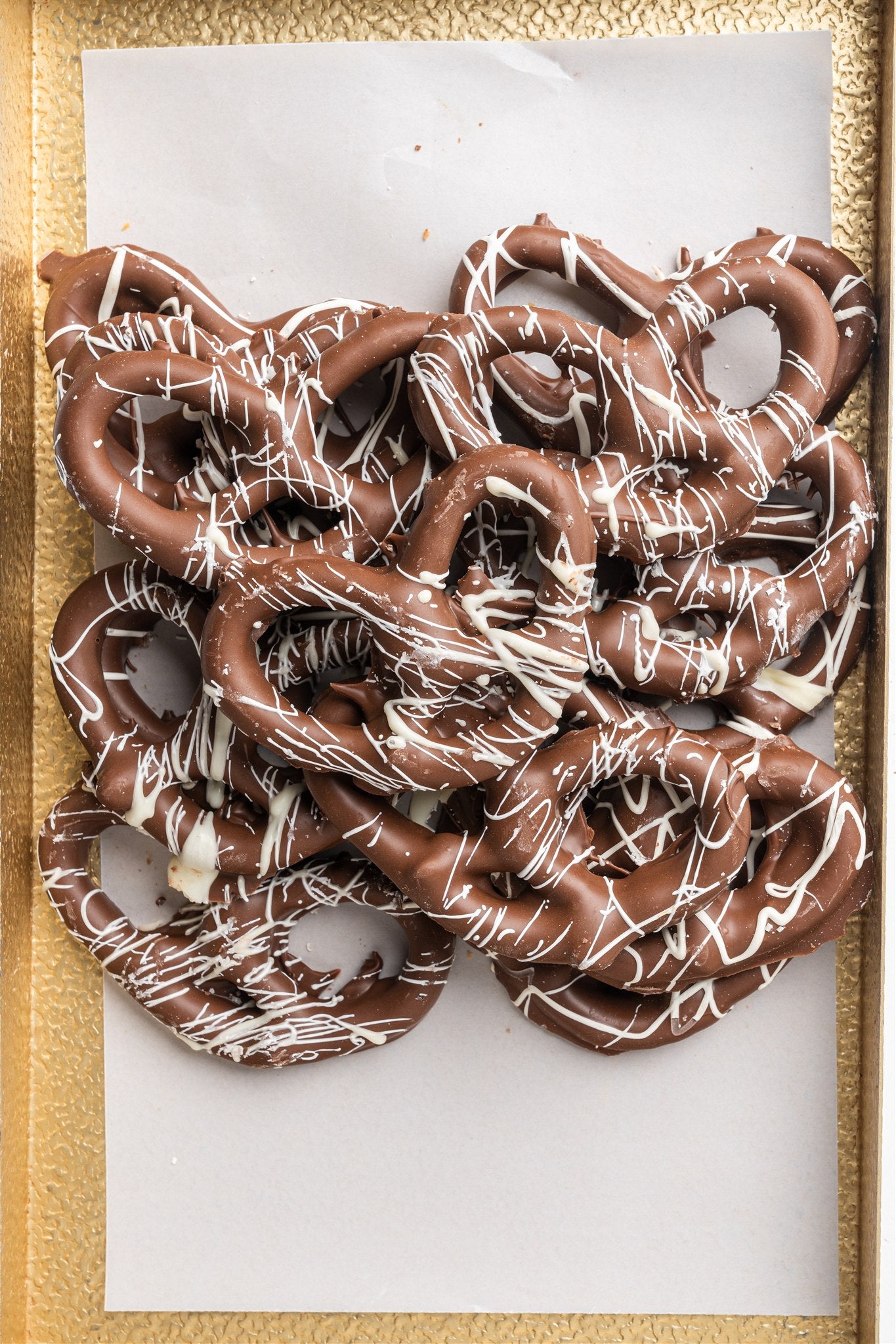 Striped Milk Chocolate Covered Pretzels