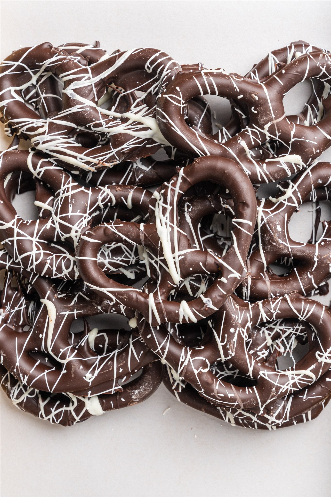Striped Dark Chocolate Covered Pretzels