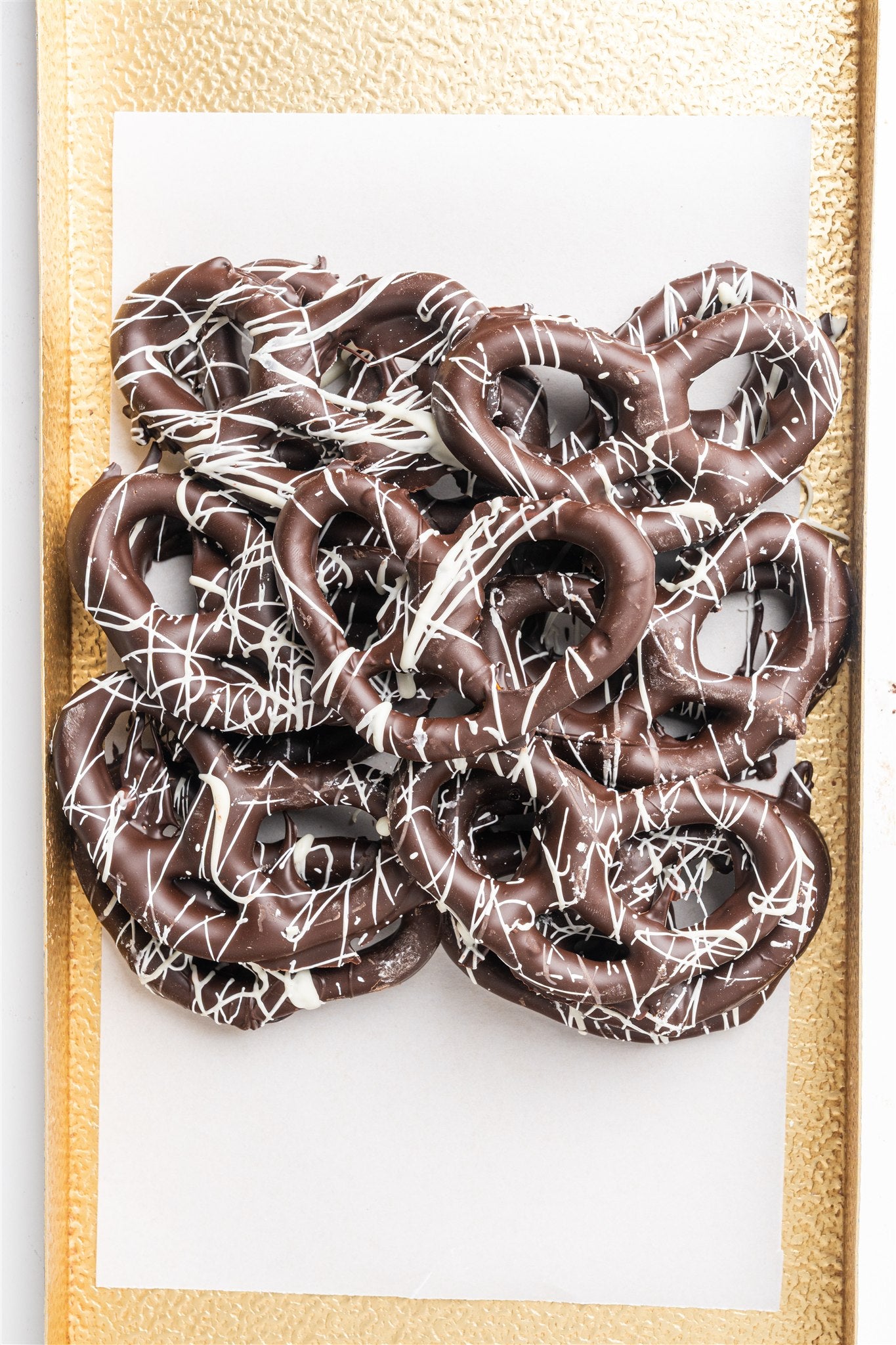 Striped Dark Chocolate Covered Pretzels